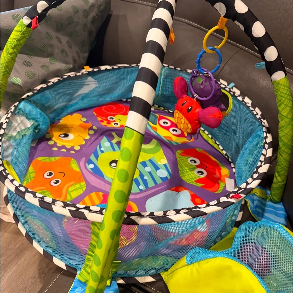 Colorful Blue & Green Infant Play Gym with Animal Friends